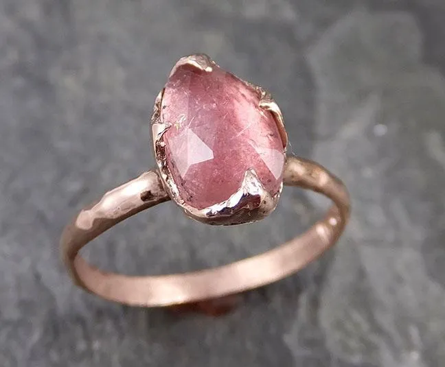 Fancy cut Pink Tourmaline Rose Gold Ring Gemstone Solitaire recycled 14k statement cocktail statement 1213