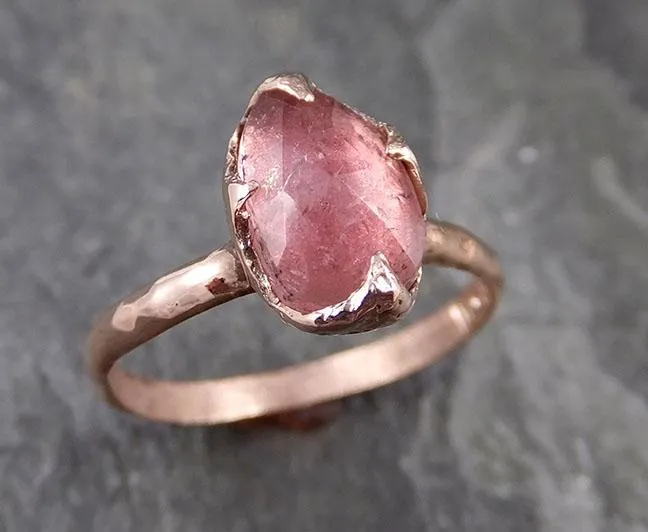 Fancy cut Pink Tourmaline Rose Gold Ring Gemstone Solitaire recycled 14k statement cocktail statement 1213