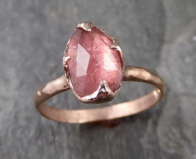Fancy cut Pink Tourmaline Rose Gold Ring Gemstone Solitaire recycled 14k statement cocktail statement 1213