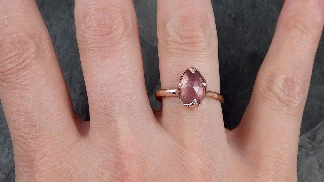Fancy cut Pink Tourmaline Rose Gold Ring Gemstone Solitaire recycled 14k statement cocktail statement 1213