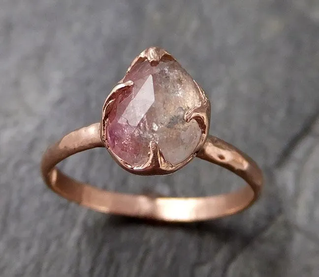 Fancy cut Pink Tourmaline Rose Gold Ring Gemstone Solitaire recycled 14k statement cocktail statement 1229
