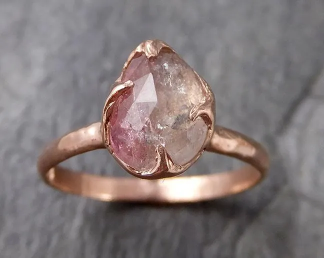 Fancy cut Pink Tourmaline Rose Gold Ring Gemstone Solitaire recycled 14k statement cocktail statement 1229