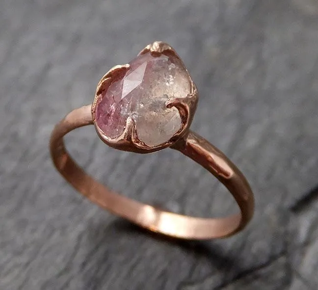 Fancy cut Pink Tourmaline Rose Gold Ring Gemstone Solitaire recycled 14k statement cocktail statement 1229