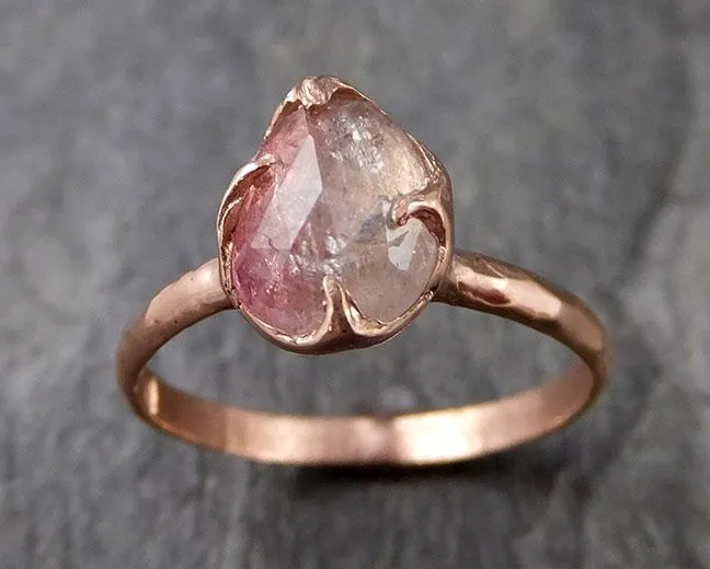 Fancy cut Pink Tourmaline Rose Gold Ring Gemstone Solitaire recycled 14k statement cocktail statement 1229