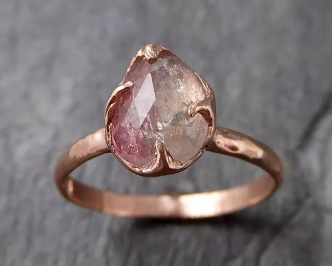 Fancy cut Pink Tourmaline Rose Gold Ring Gemstone Solitaire recycled 14k statement cocktail statement 1229