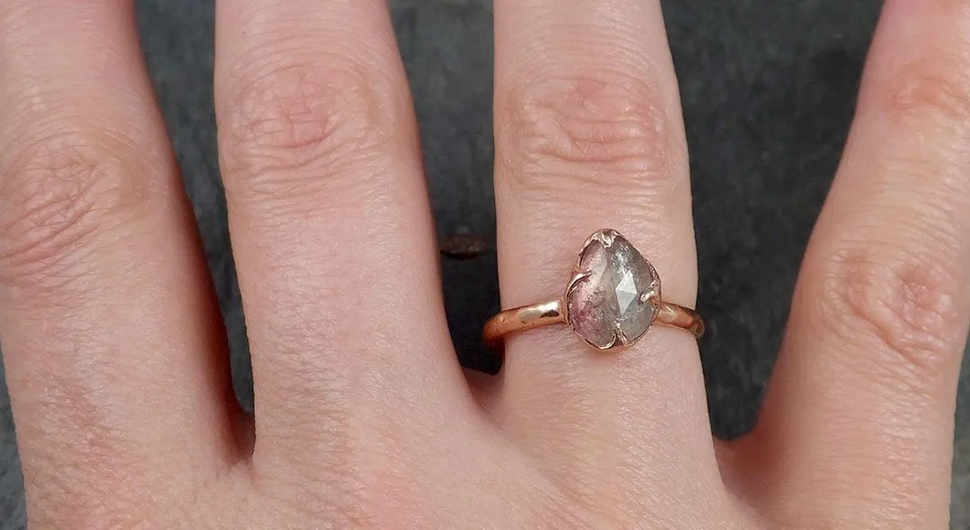 Fancy cut Pink Tourmaline Rose Gold Ring Gemstone Solitaire recycled 14k statement cocktail statement 1229