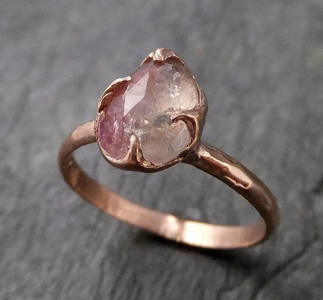 Fancy cut Pink Tourmaline Rose Gold Ring Gemstone Solitaire recycled 14k statement cocktail statement 1229