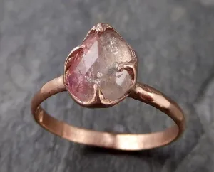 Fancy cut Pink Tourmaline Rose Gold Ring Gemstone Solitaire recycled 14k statement cocktail statement 1229