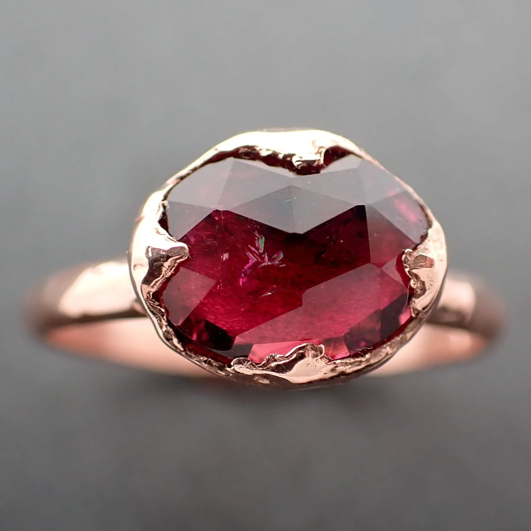 Fancy cut pink Tourmaline Rose Gold Ring Gemstone Solitaire recycled 14k statement cocktail statement 3338