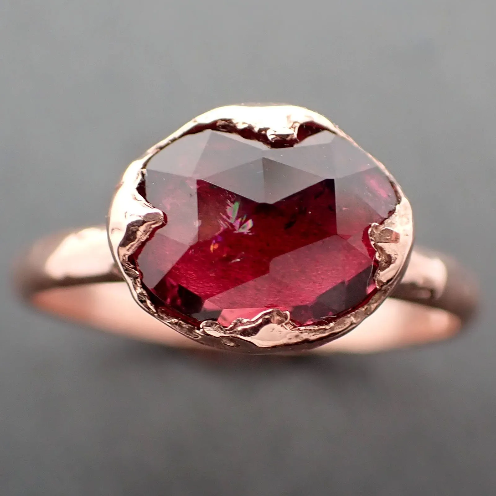 Fancy cut pink Tourmaline Rose Gold Ring Gemstone Solitaire recycled 14k statement cocktail statement 3338