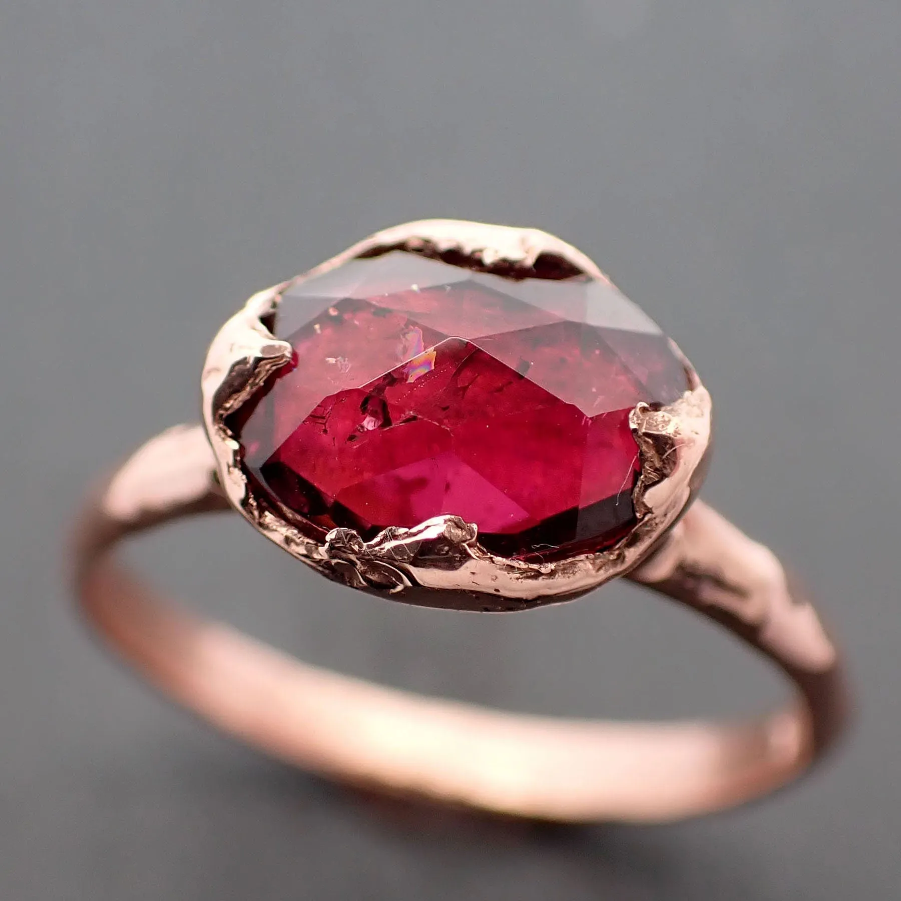 Fancy cut pink Tourmaline Rose Gold Ring Gemstone Solitaire recycled 14k statement cocktail statement 3338