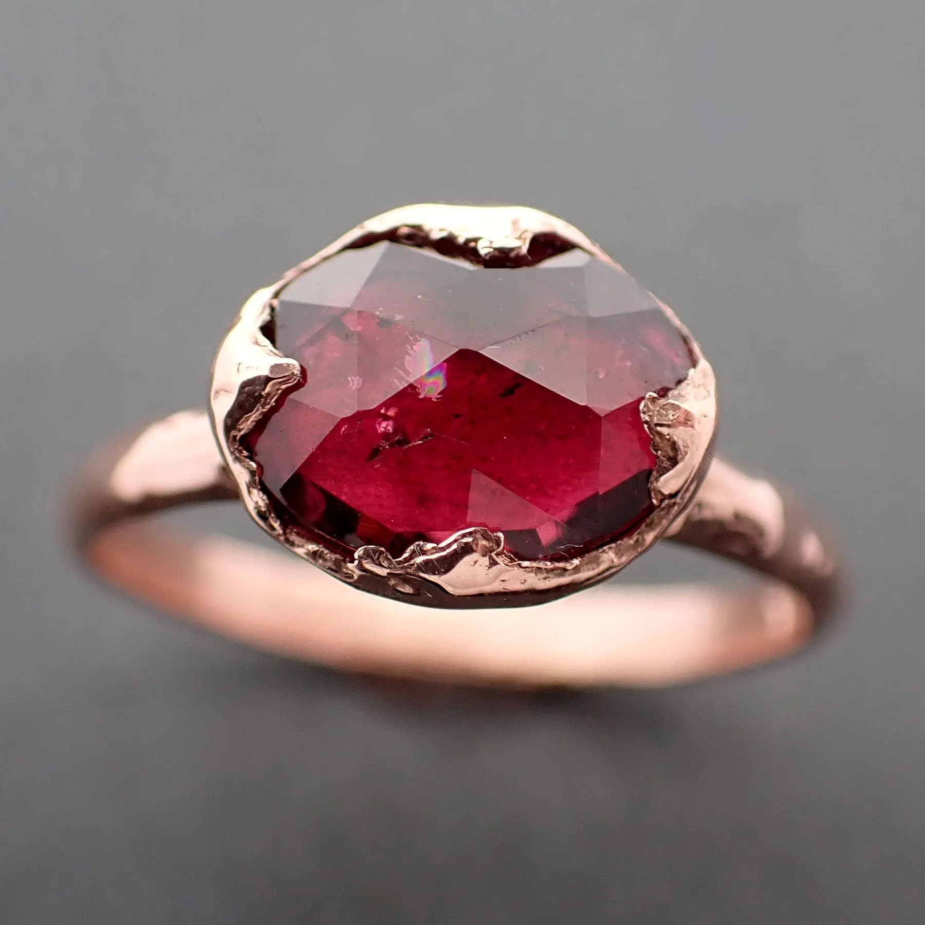 Fancy cut pink Tourmaline Rose Gold Ring Gemstone Solitaire recycled 14k statement cocktail statement 3338