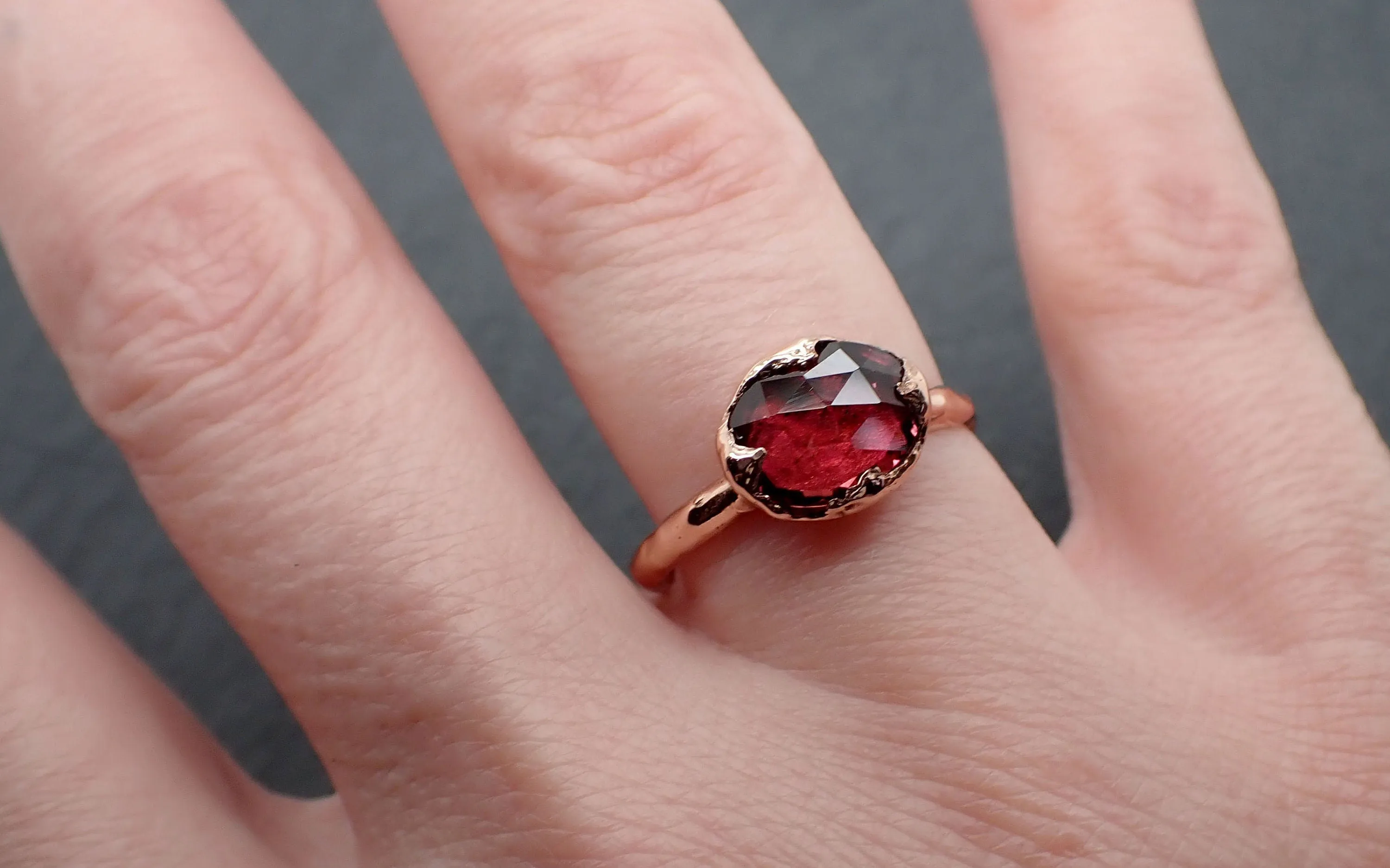 Fancy cut pink Tourmaline Rose Gold Ring Gemstone Solitaire recycled 14k statement cocktail statement 3338