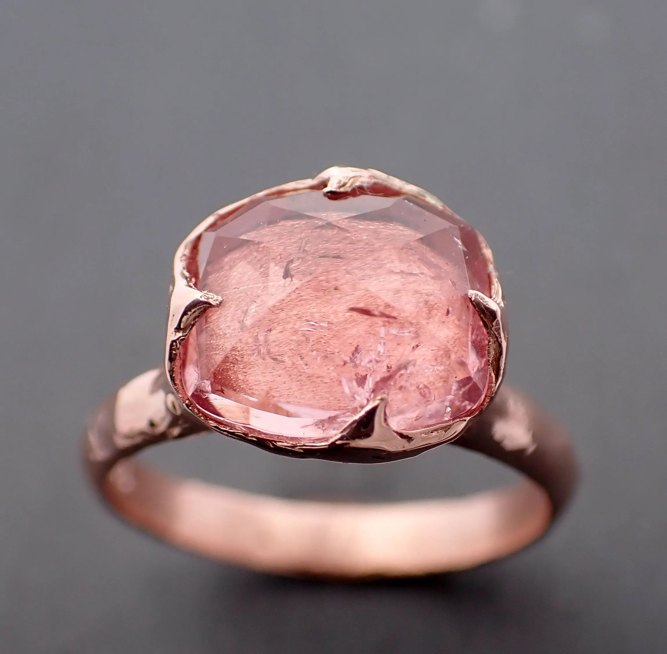 Fancy cut pink Tourmaline Rose Gold Ring Gemstone Solitaire recycled 14k statement cocktail statement 3342