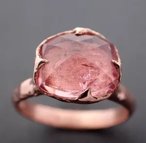 Fancy cut pink Tourmaline Rose Gold Ring Gemstone Solitaire recycled 14k statement cocktail statement 3342