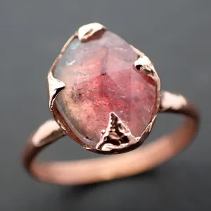Fancy cut Pink Tourmaline Rose Gold Ring Gemstone Solitaire recycled 14k statement Engagement ring 1262