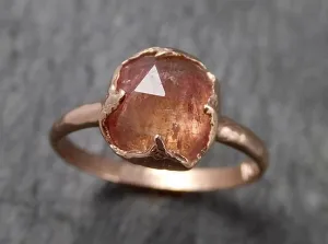 Fancy cut Pink Tourmaline Rose Gold Ring Gemstone Solitaire recycled 14k statement Engagement ring 1496