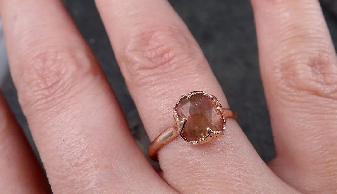Fancy cut Pink Tourmaline Rose Gold Ring Gemstone Solitaire recycled 14k statement Engagement ring 1496