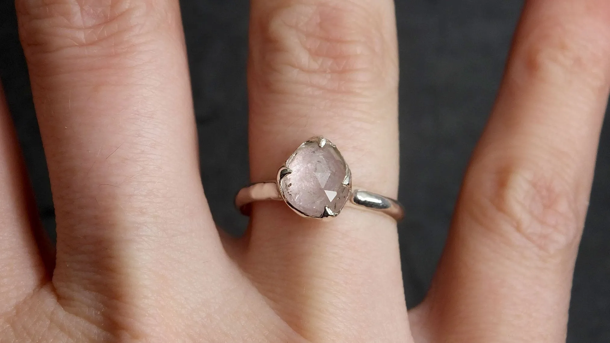 fancy cut pink tourmaline sterling silver ring gemstone solitaire recycled statement ss00033 Alternative Engagement