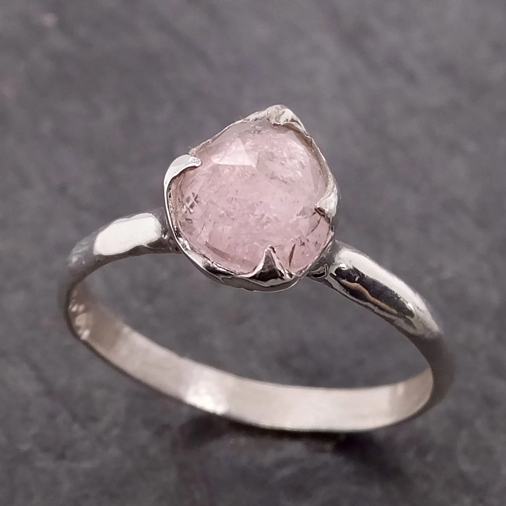 fancy cut pink tourmaline sterling silver ring gemstone solitaire recycled statement ss00033 Alternative Engagement