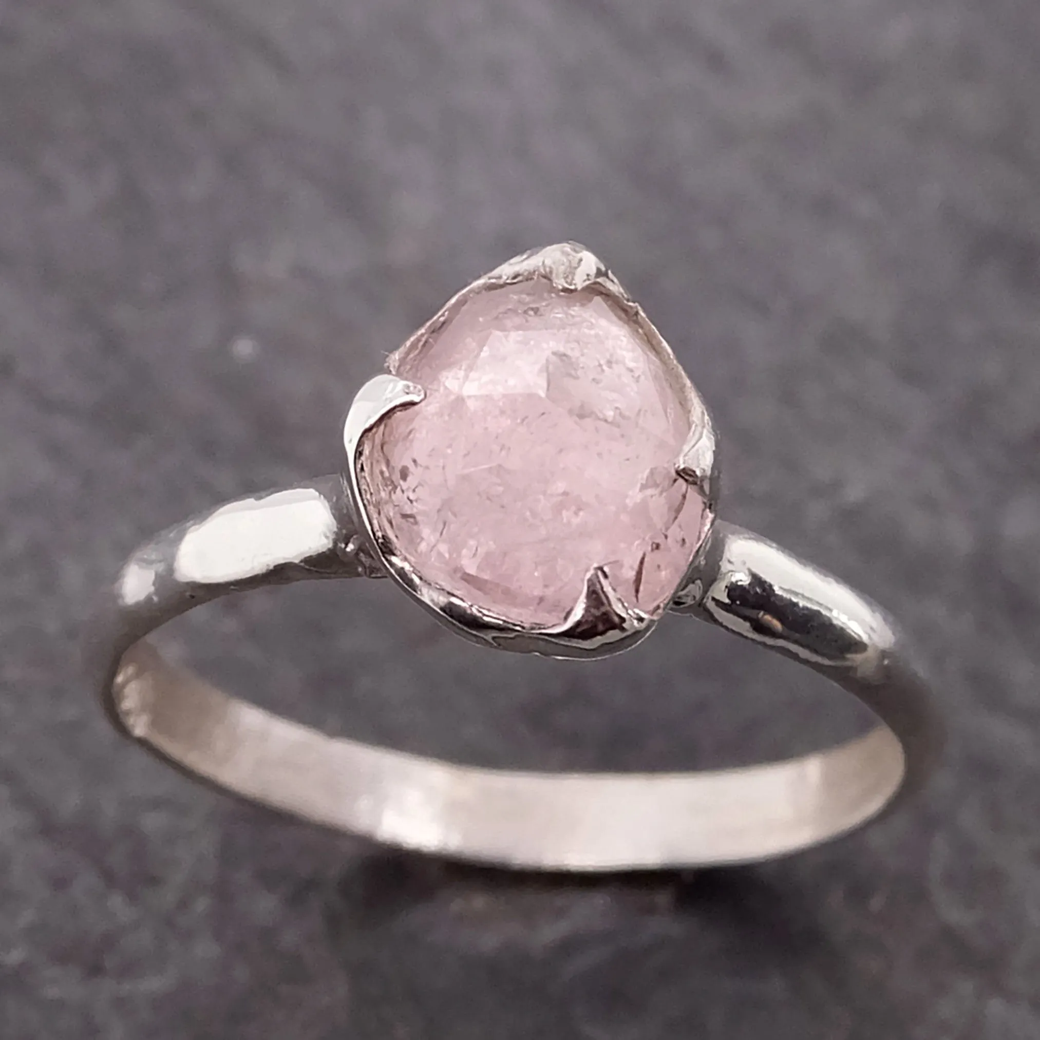 fancy cut pink tourmaline sterling silver ring gemstone solitaire recycled statement ss00033 Alternative Engagement