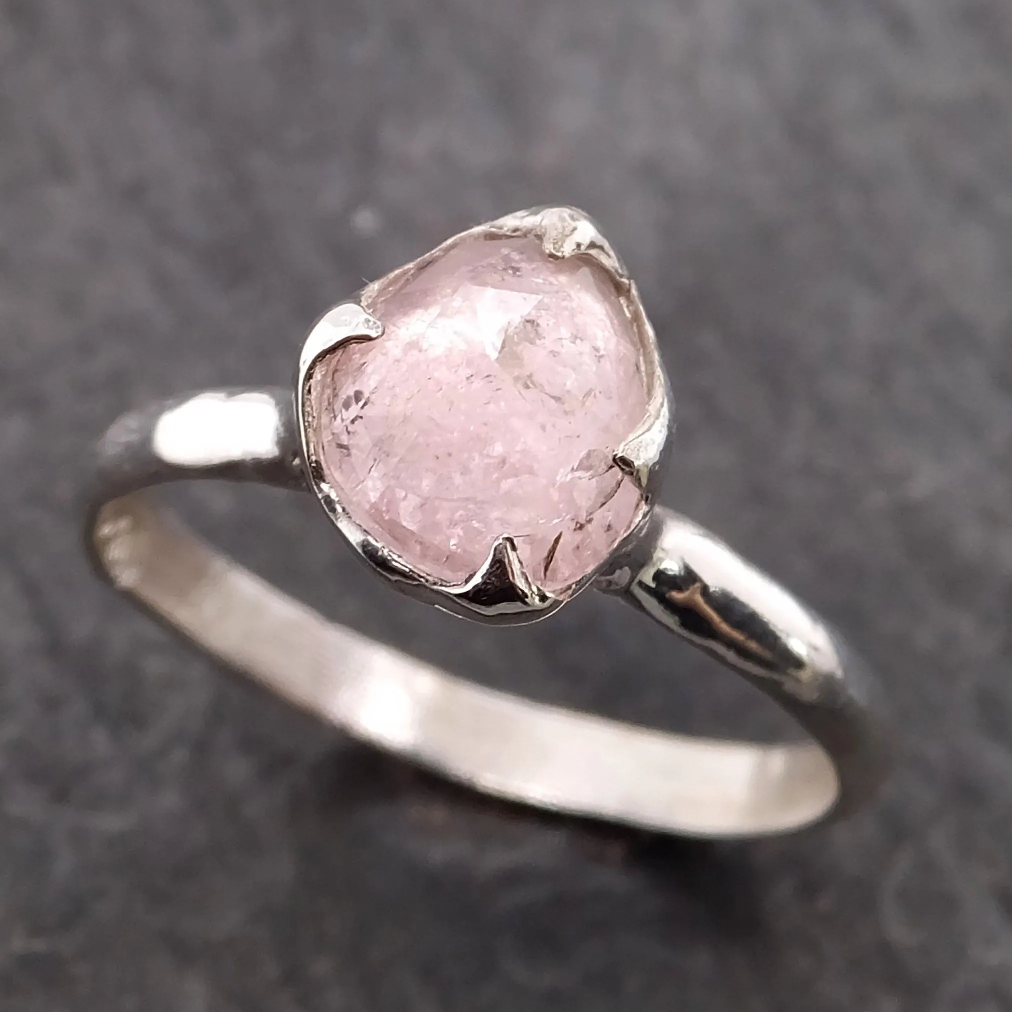 fancy cut pink tourmaline sterling silver ring gemstone solitaire recycled statement ss00033 Alternative Engagement