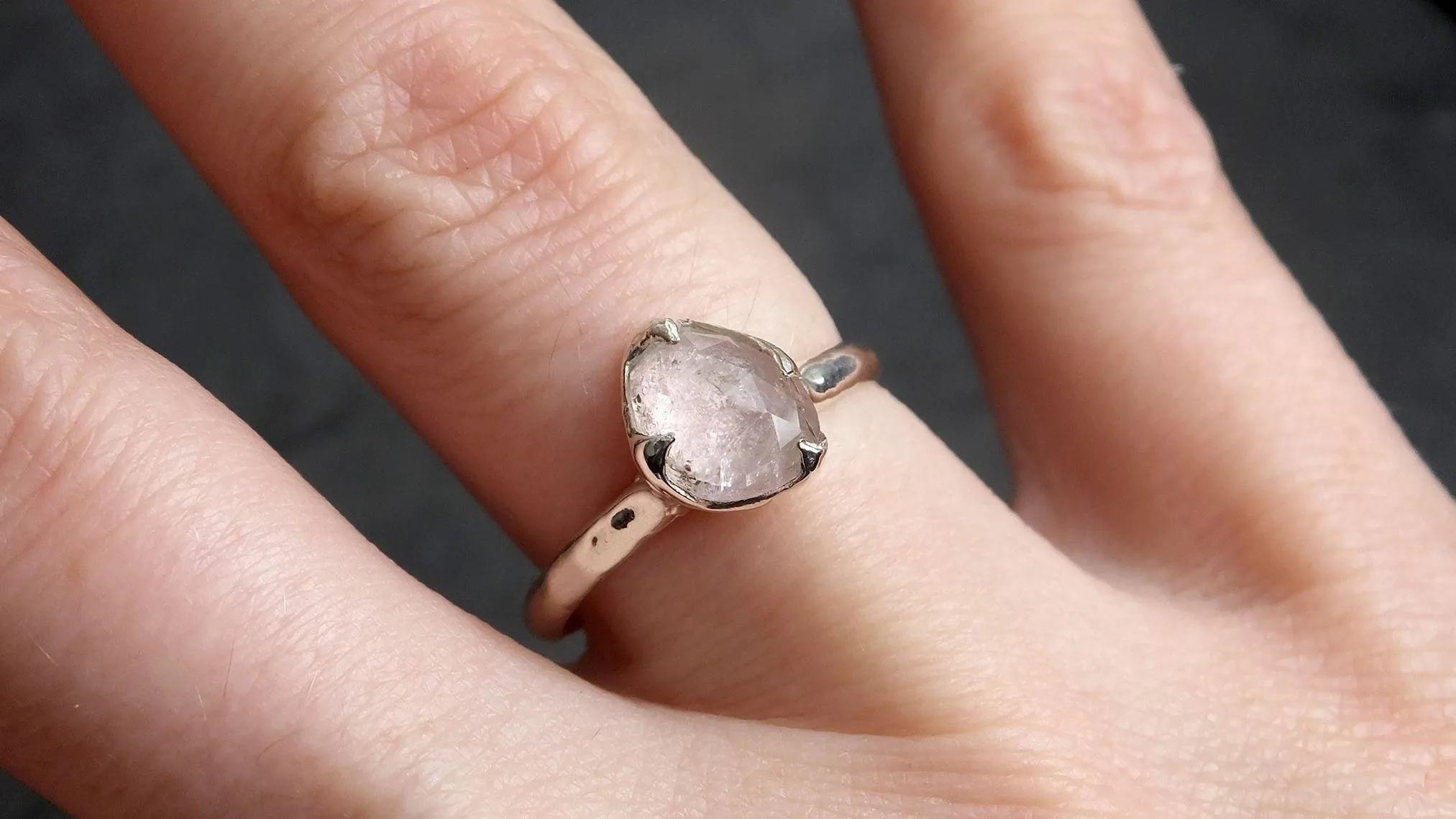 fancy cut pink tourmaline sterling silver ring gemstone solitaire recycled statement ss00033 Alternative Engagement