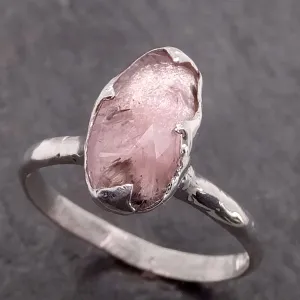 fancy cut pink tourmaline sterling silver ring gemstone solitaire recycled statement ss00036 Alternative Engagement
