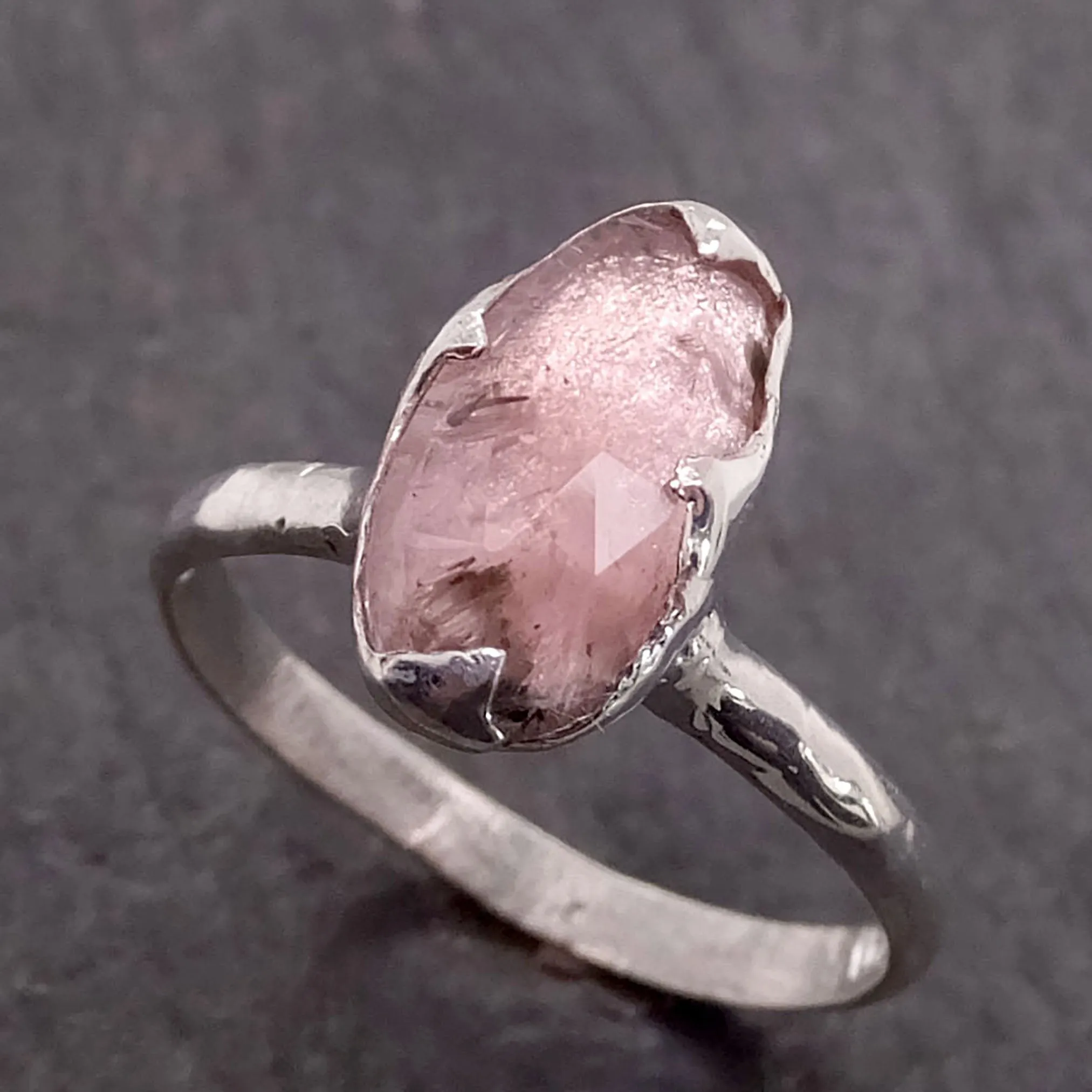 fancy cut pink tourmaline sterling silver ring gemstone solitaire recycled statement ss00036 Alternative Engagement