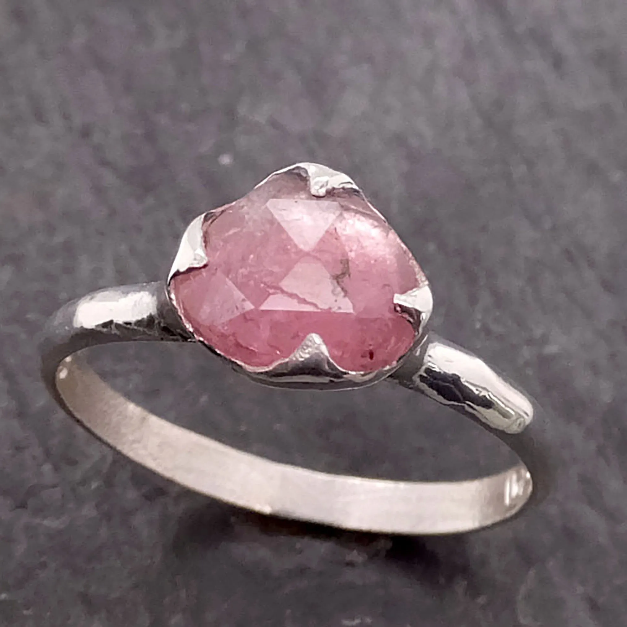 fancy cut pink tourmaline sterling silver ring gemstone solitaire recycled statement ss00037 Alternative Engagement