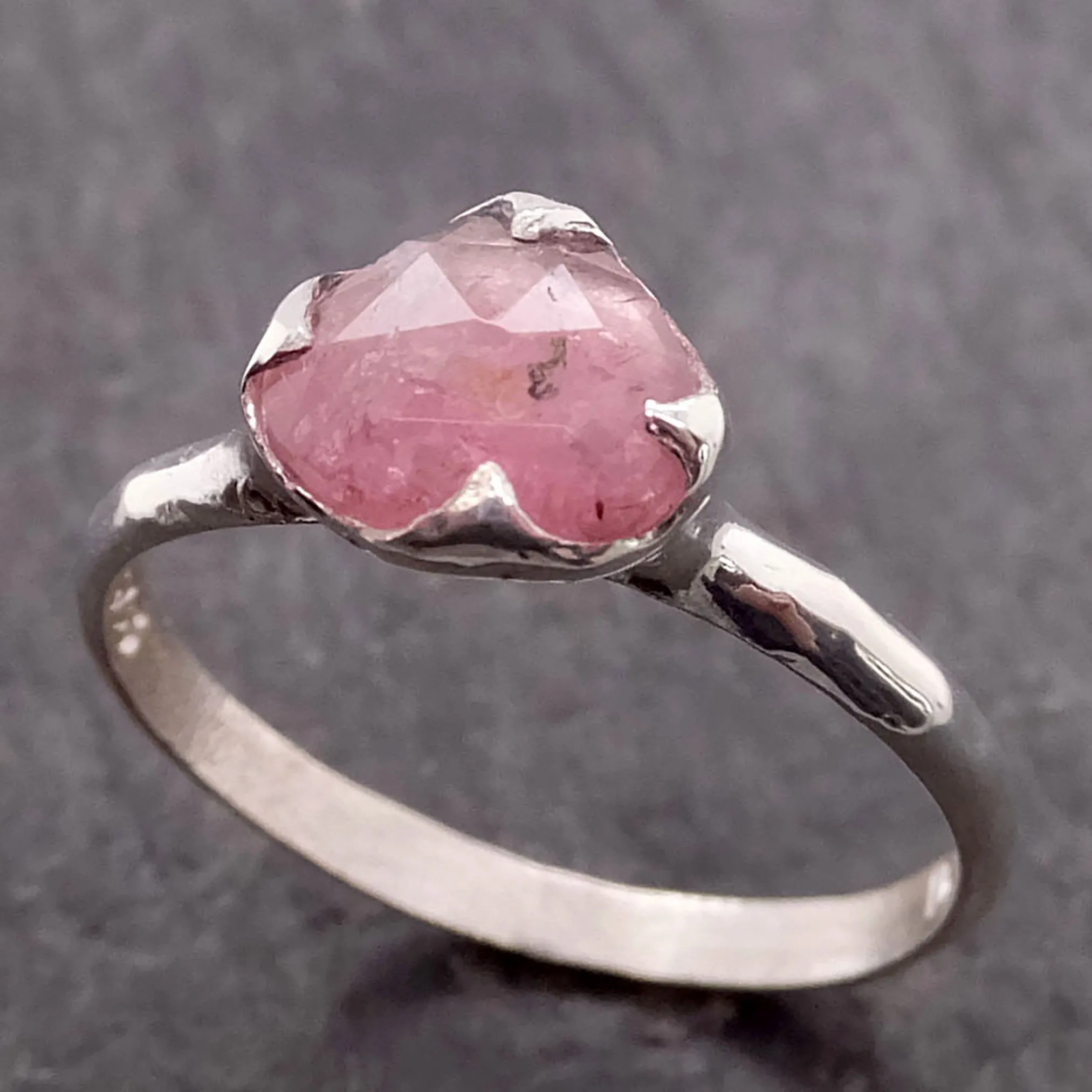 fancy cut pink tourmaline sterling silver ring gemstone solitaire recycled statement ss00037 Alternative Engagement