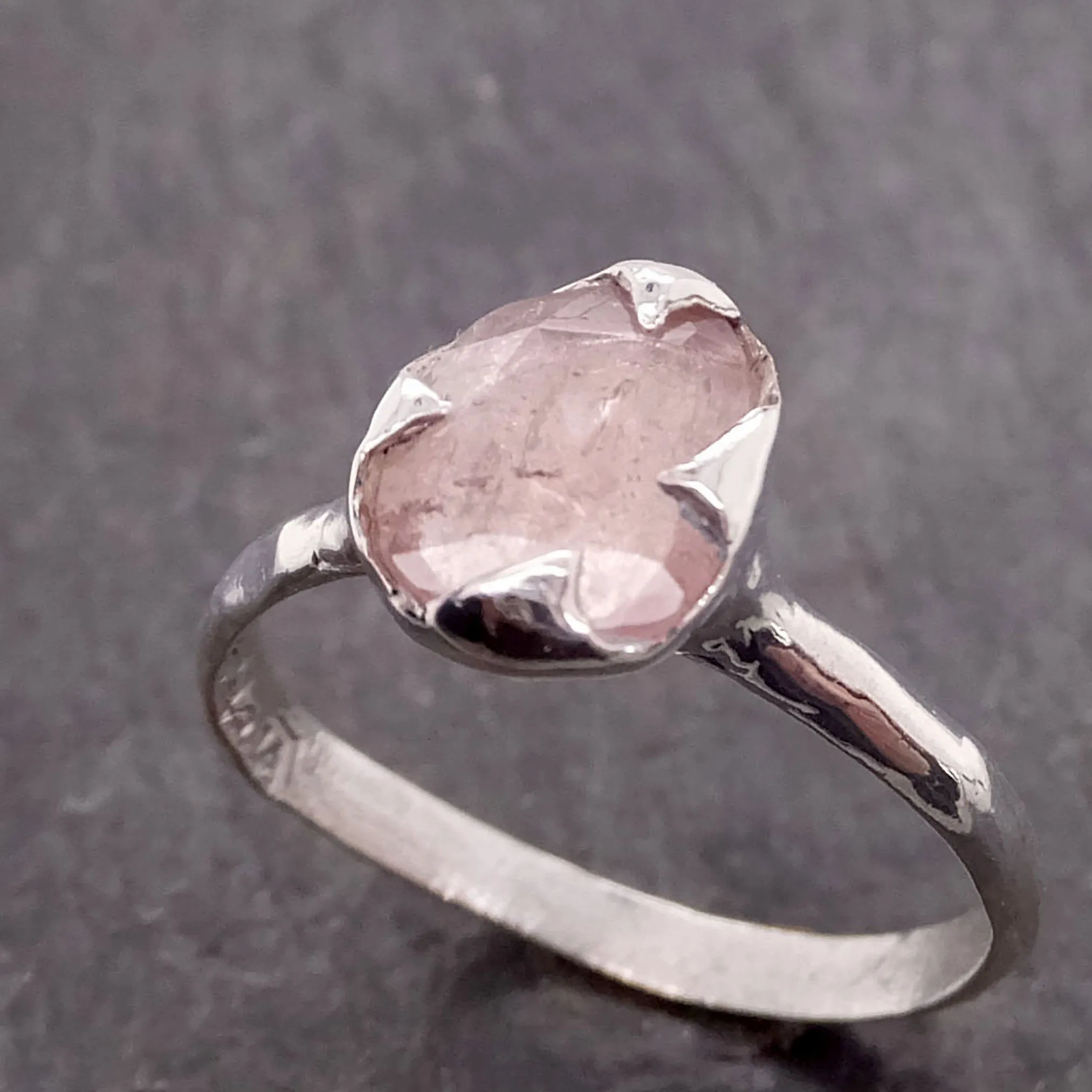 fancy cut pink tourmaline sterling silver ring gemstone solitaire recycled statement ss00038 Alternative Engagement