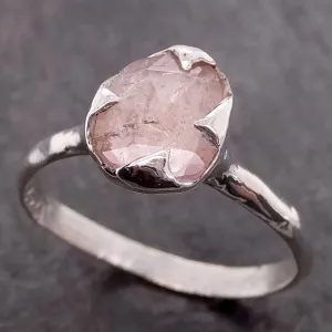 fancy cut pink tourmaline sterling silver ring gemstone solitaire recycled statement ss00038 Alternative Engagement
