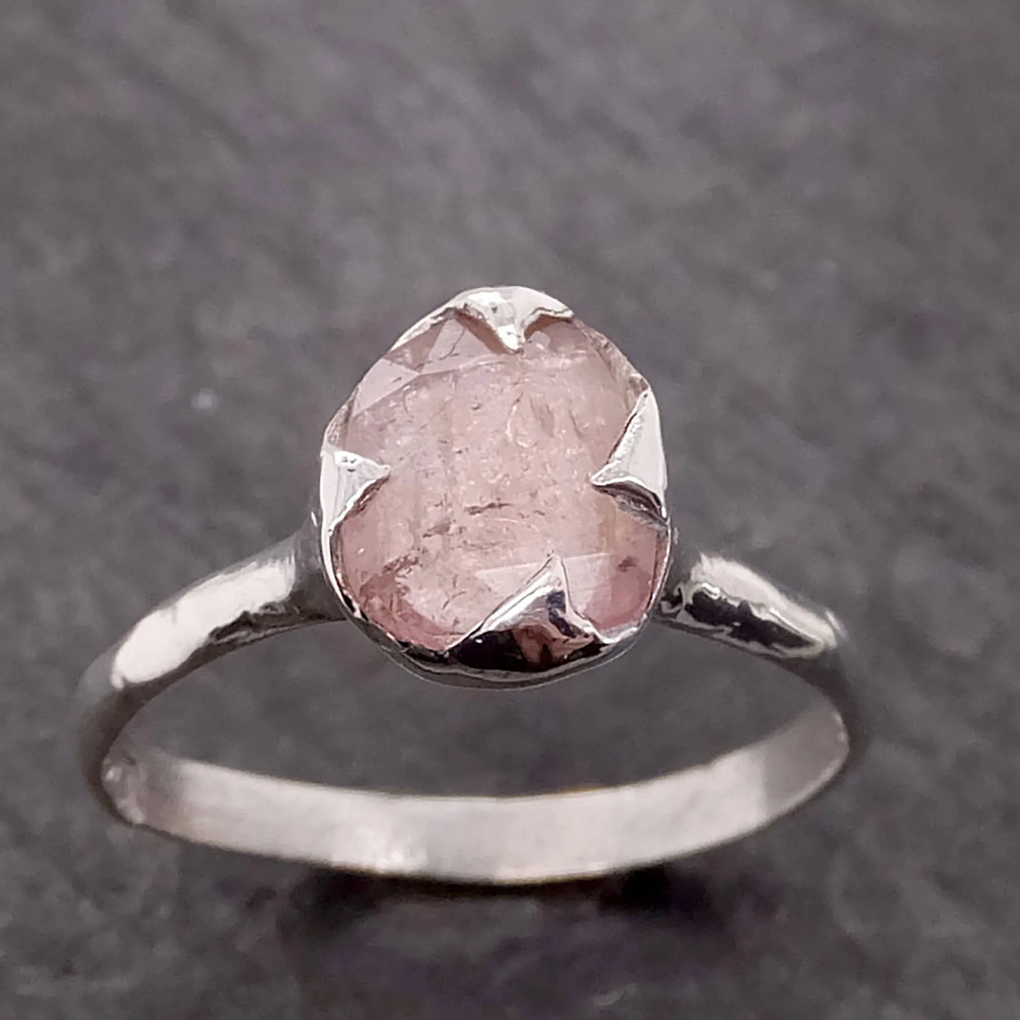 fancy cut pink tourmaline sterling silver ring gemstone solitaire recycled statement ss00038 Alternative Engagement