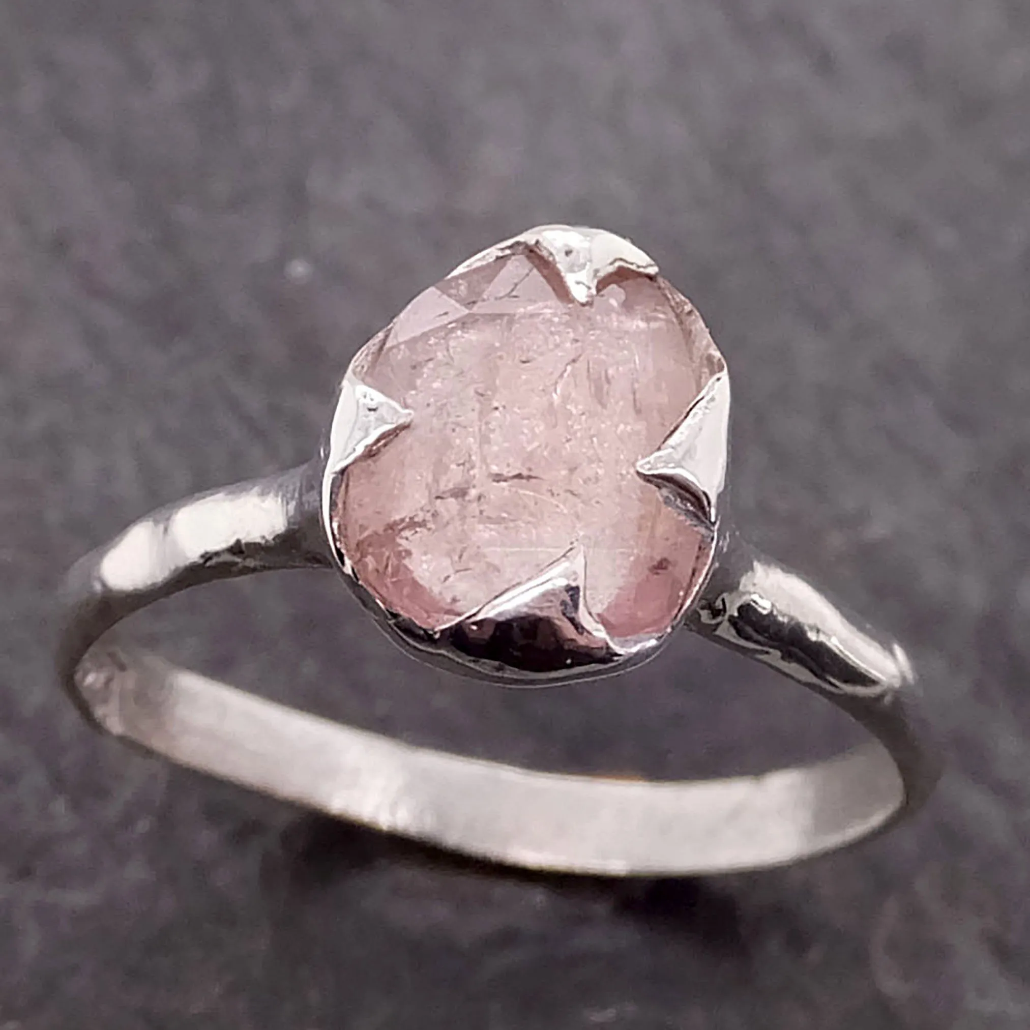 fancy cut pink tourmaline sterling silver ring gemstone solitaire recycled statement ss00038 Alternative Engagement