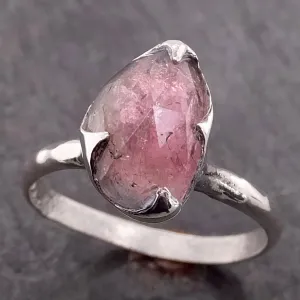 fancy cut pink tourmaline sterling silver ring gemstone solitaire recycled statement ss00042 Alternative Engagement
