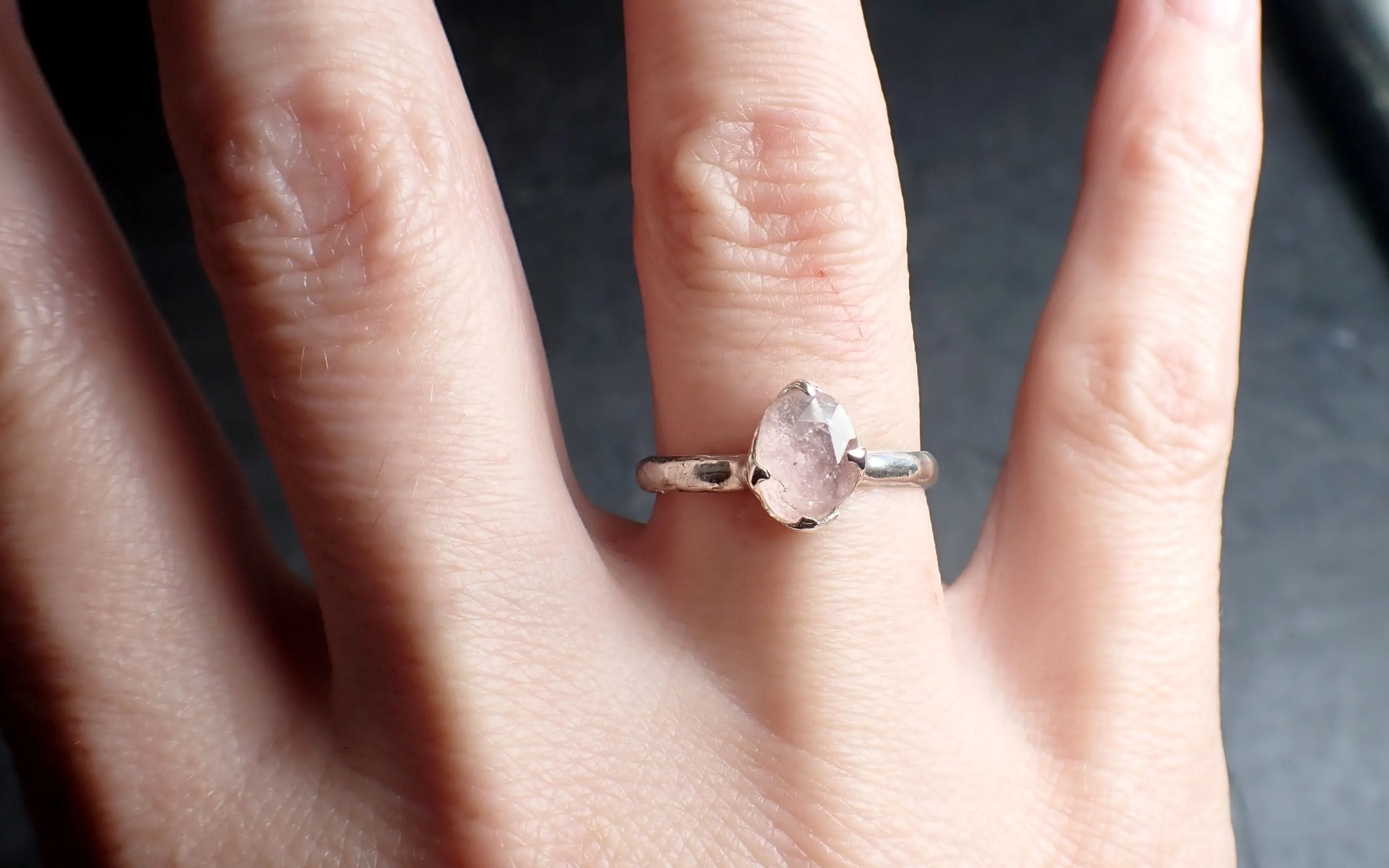 fancy cut pink tourmaline sterling silver ring gemstone solitaire recycled statement ss00087 Alternative Engagement