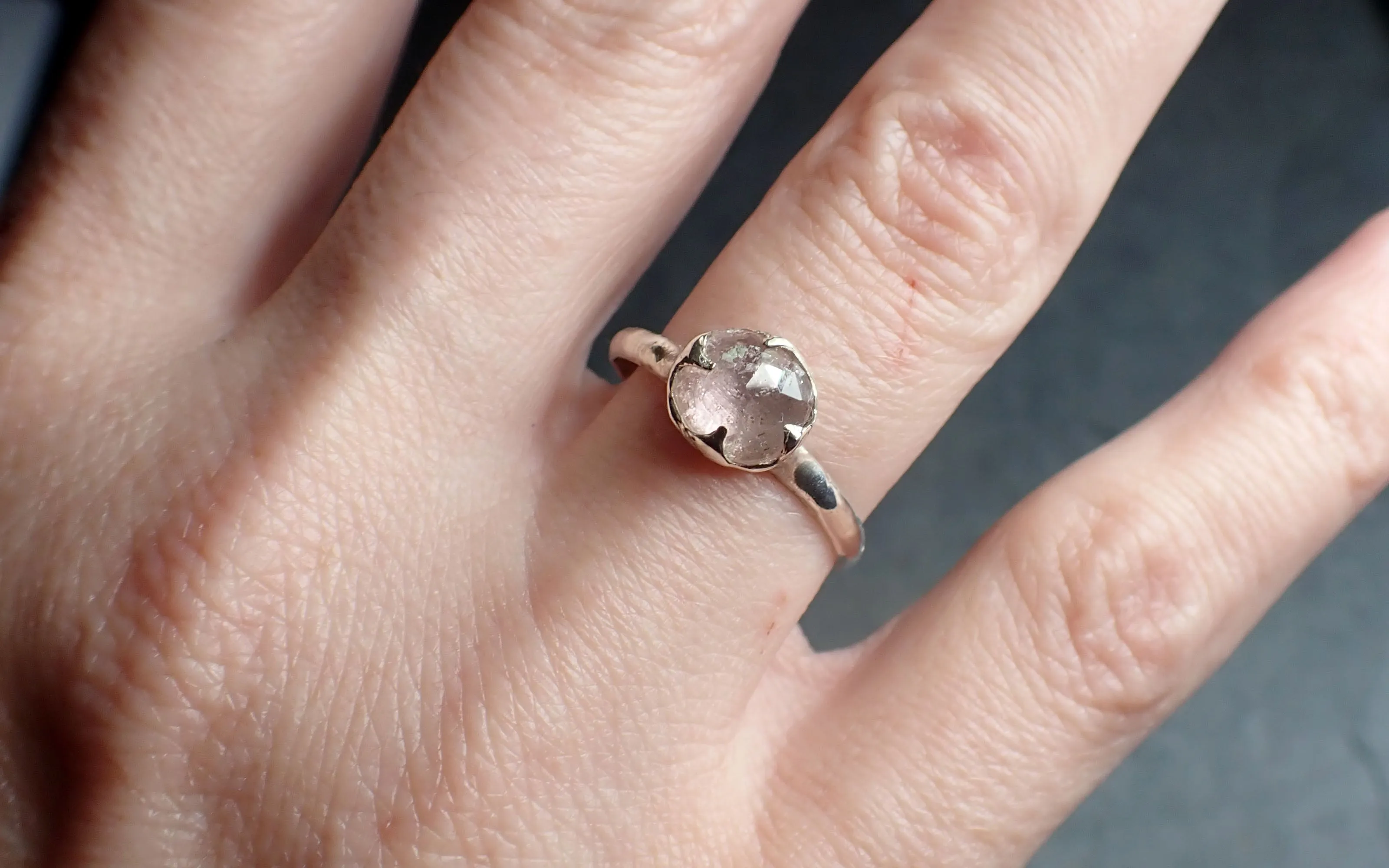 fancy cut pink tourmaline sterling silver ring gemstone solitaire recycled statement ss00087 Alternative Engagement