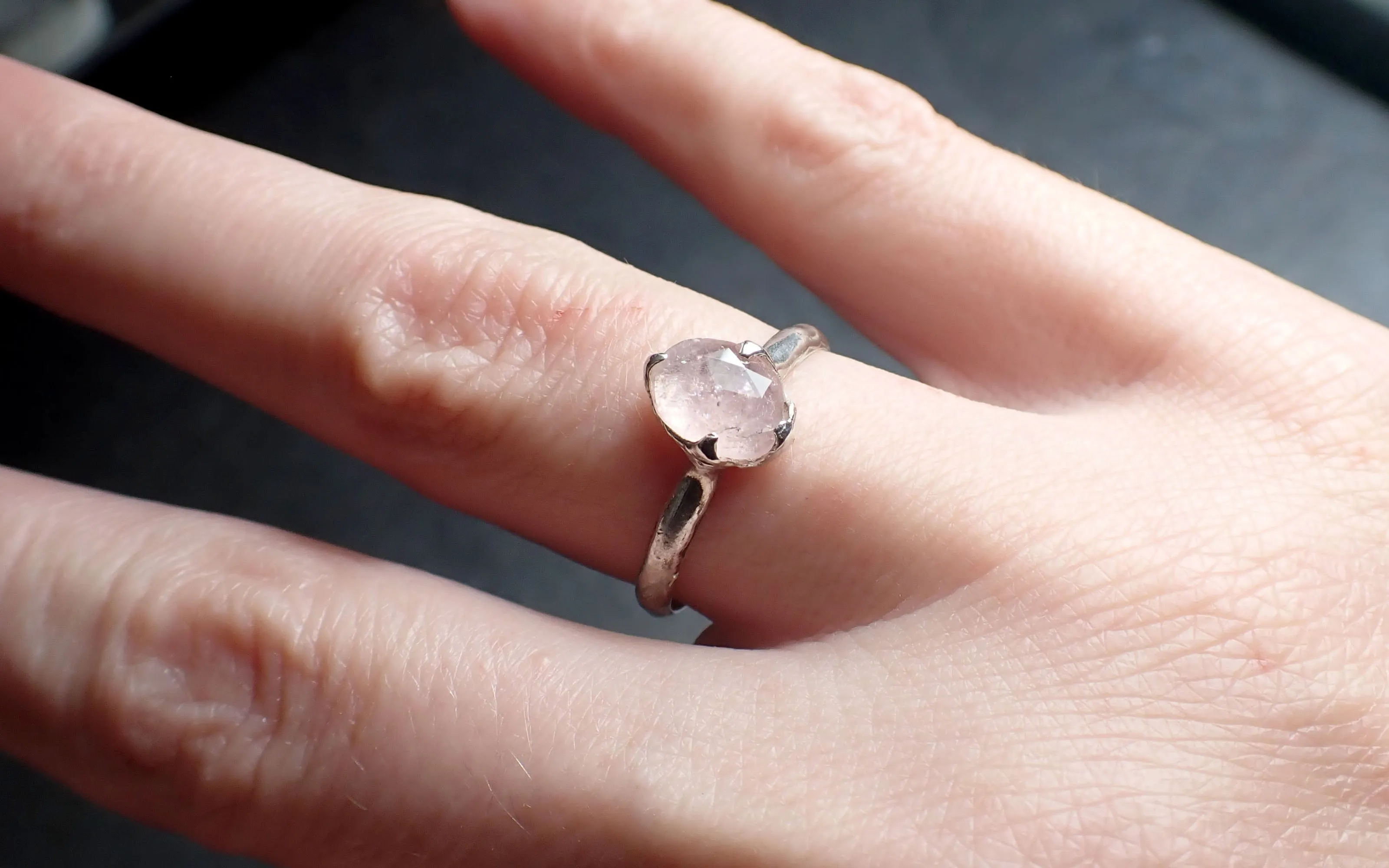 fancy cut pink tourmaline sterling silver ring gemstone solitaire recycled statement ss00087 Alternative Engagement