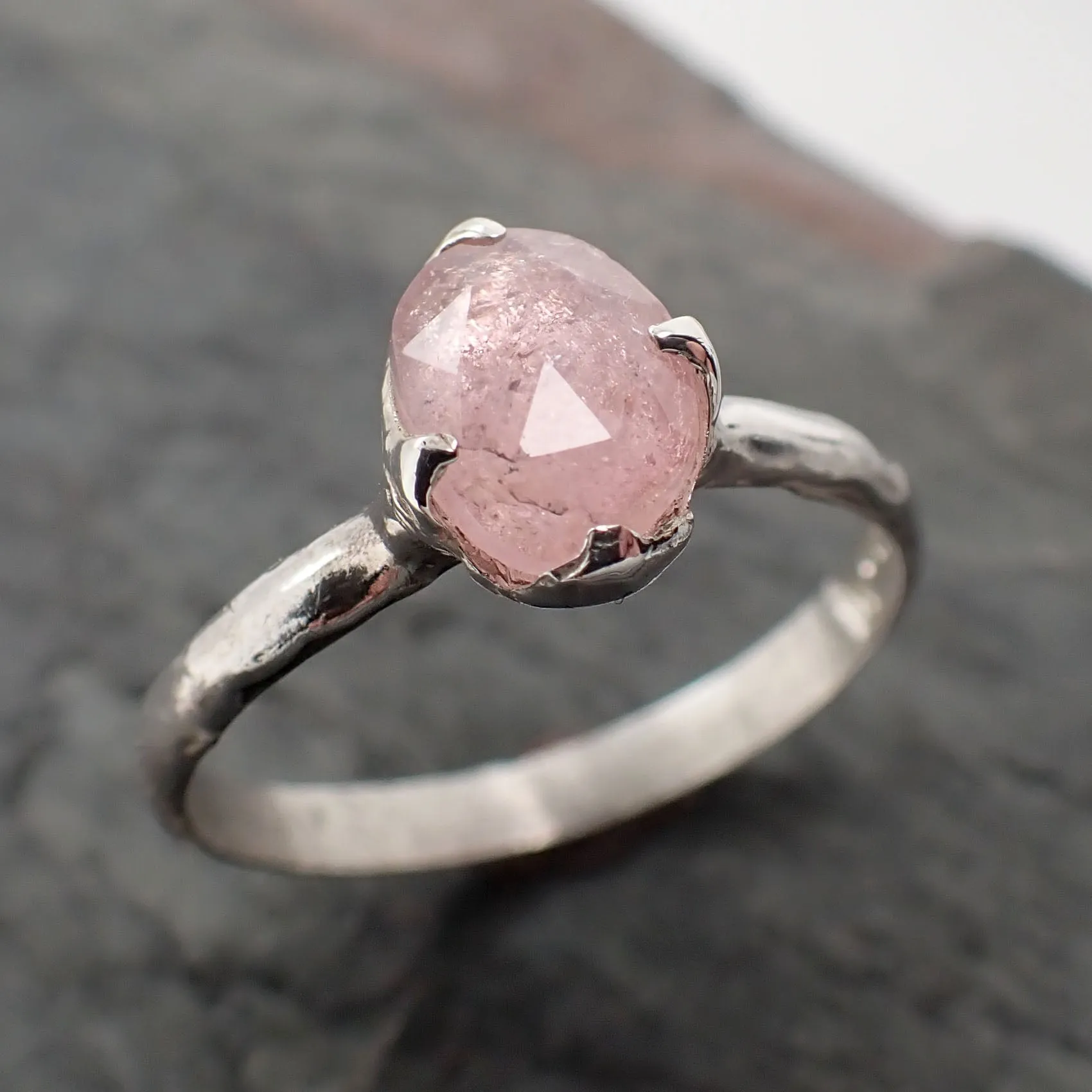 fancy cut pink tourmaline sterling silver ring gemstone solitaire recycled statement ss00087 Alternative Engagement