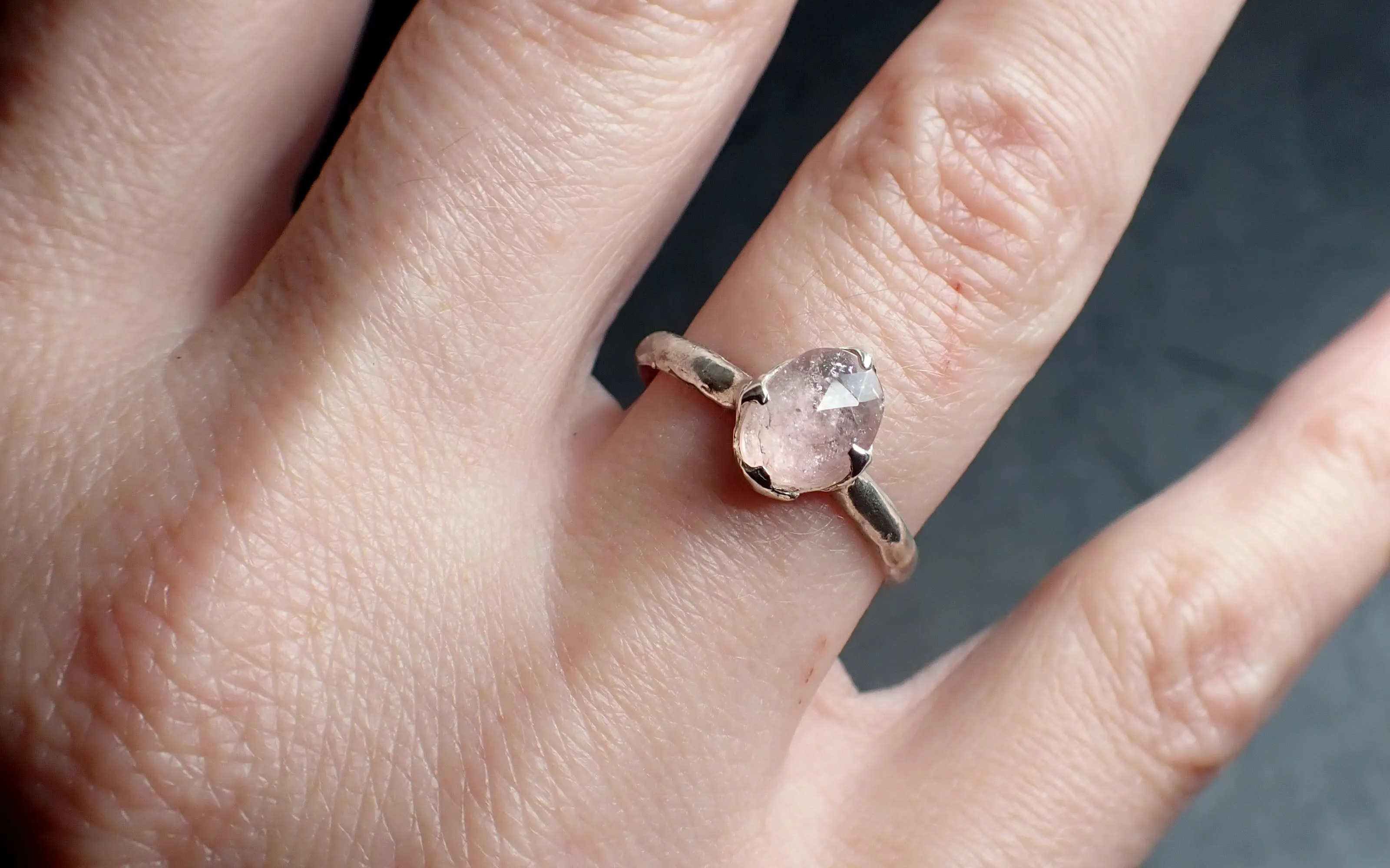 fancy cut pink tourmaline sterling silver ring gemstone solitaire recycled statement ss00087 Alternative Engagement