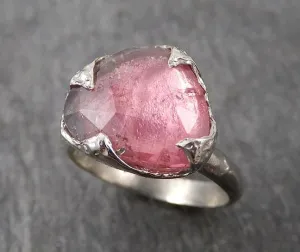Fancy cut Pink Tourmaline White Gold Ring Gemstone Solitaire recycled 14k statement cocktail statement 1761