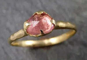Fancy cut Pink Tourmaline Yellow Gold Ring Gemstone Solitaire recycled 18k statement cocktail statement 1518