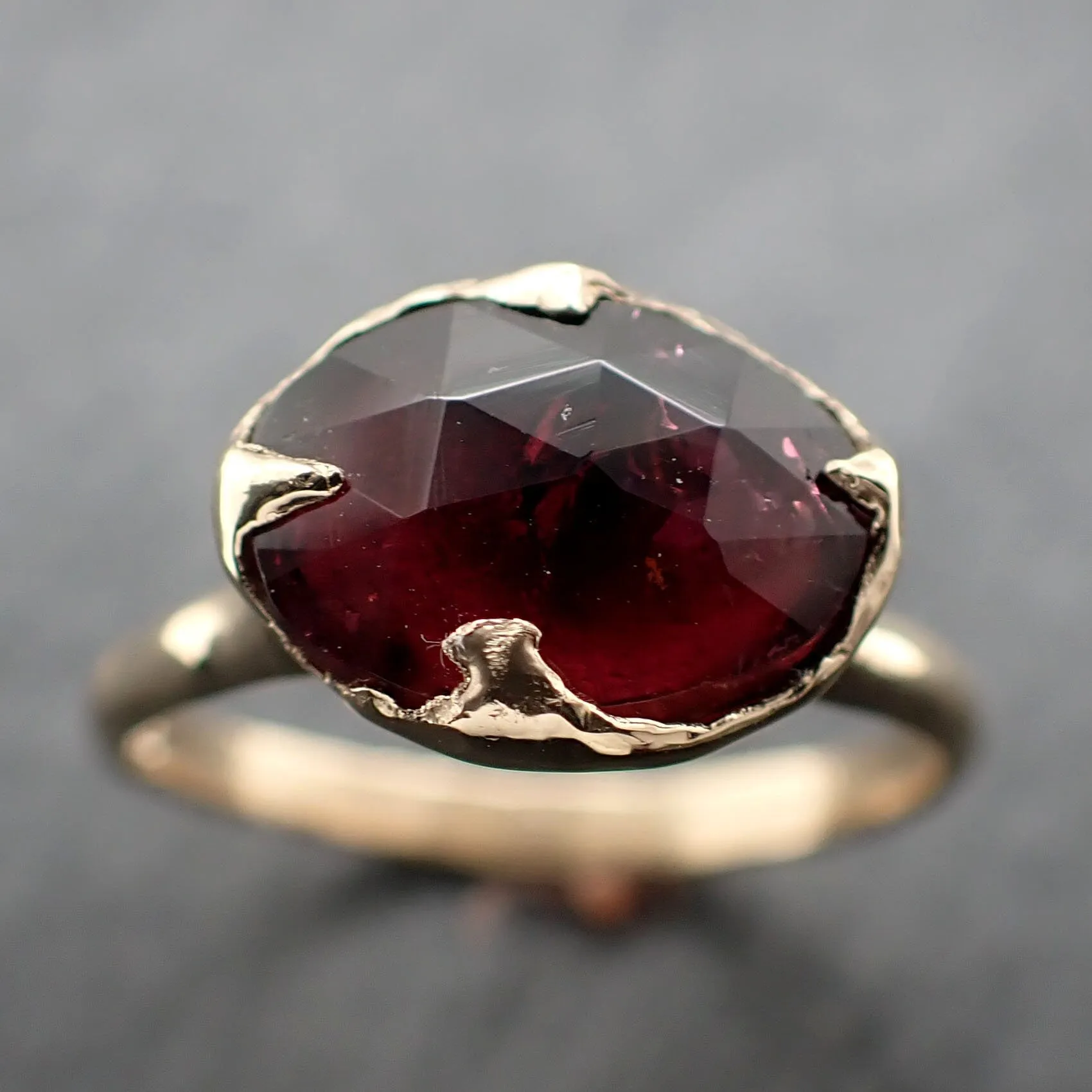 Fancy cut red Tourmaline Gold Ring Gemstone Solitaire recycled 14k yellow gold statement 3315