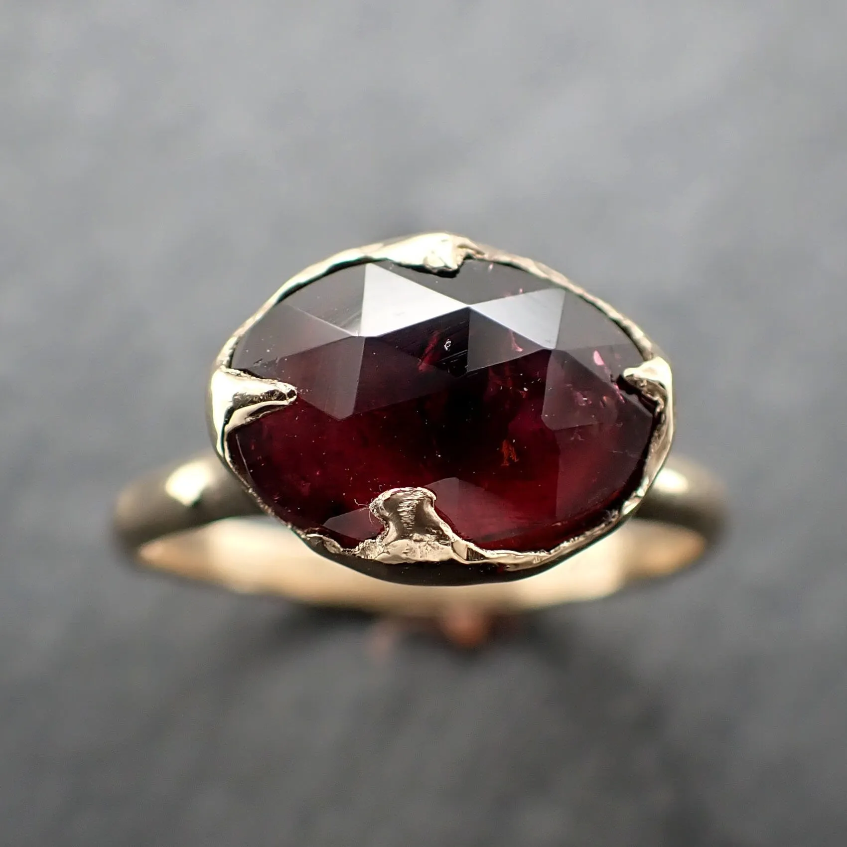 Fancy cut red Tourmaline Gold Ring Gemstone Solitaire recycled 14k yellow gold statement 3315
