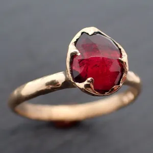 Fancy cut red Tourmaline Yellow Gold Ring Gemstone Solitaire recycled 18k statement cocktail statement 3274