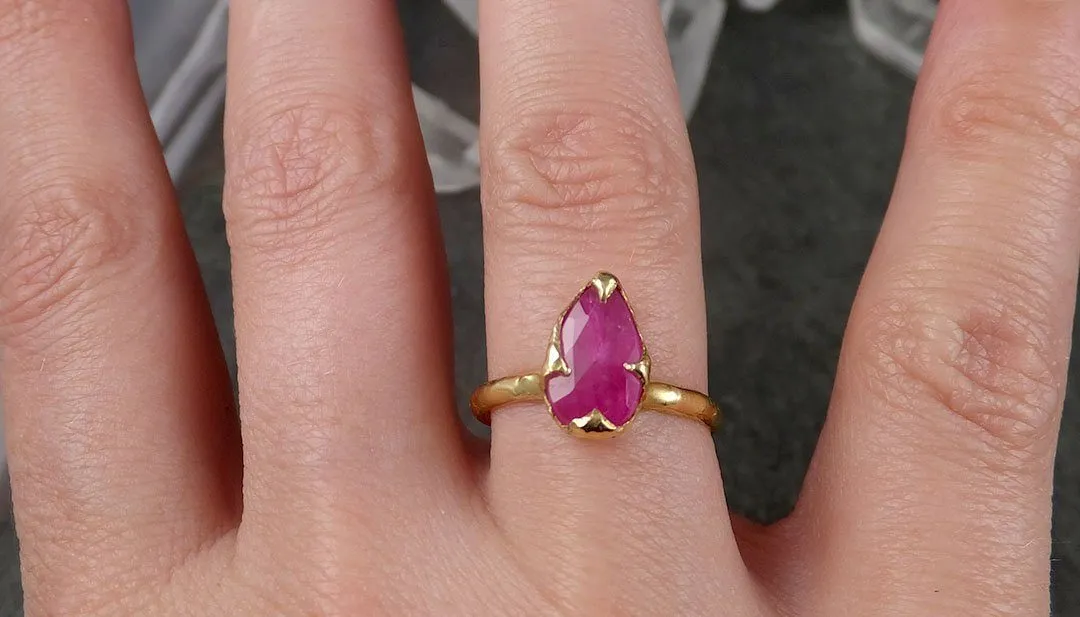 fancy cut ruby yellow gold ring gemstone solitaire recycled 18k statement 1511 Alternative Engagement