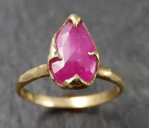 fancy cut ruby yellow gold ring gemstone solitaire recycled 18k statement 1511 Alternative Engagement