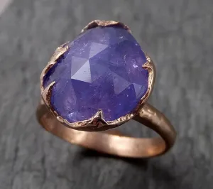 Fancy cut Tanzanite Crystal Solitaire 14k recycled Rose Gold Ring Gemstone cocktail statement byAngeline 1495