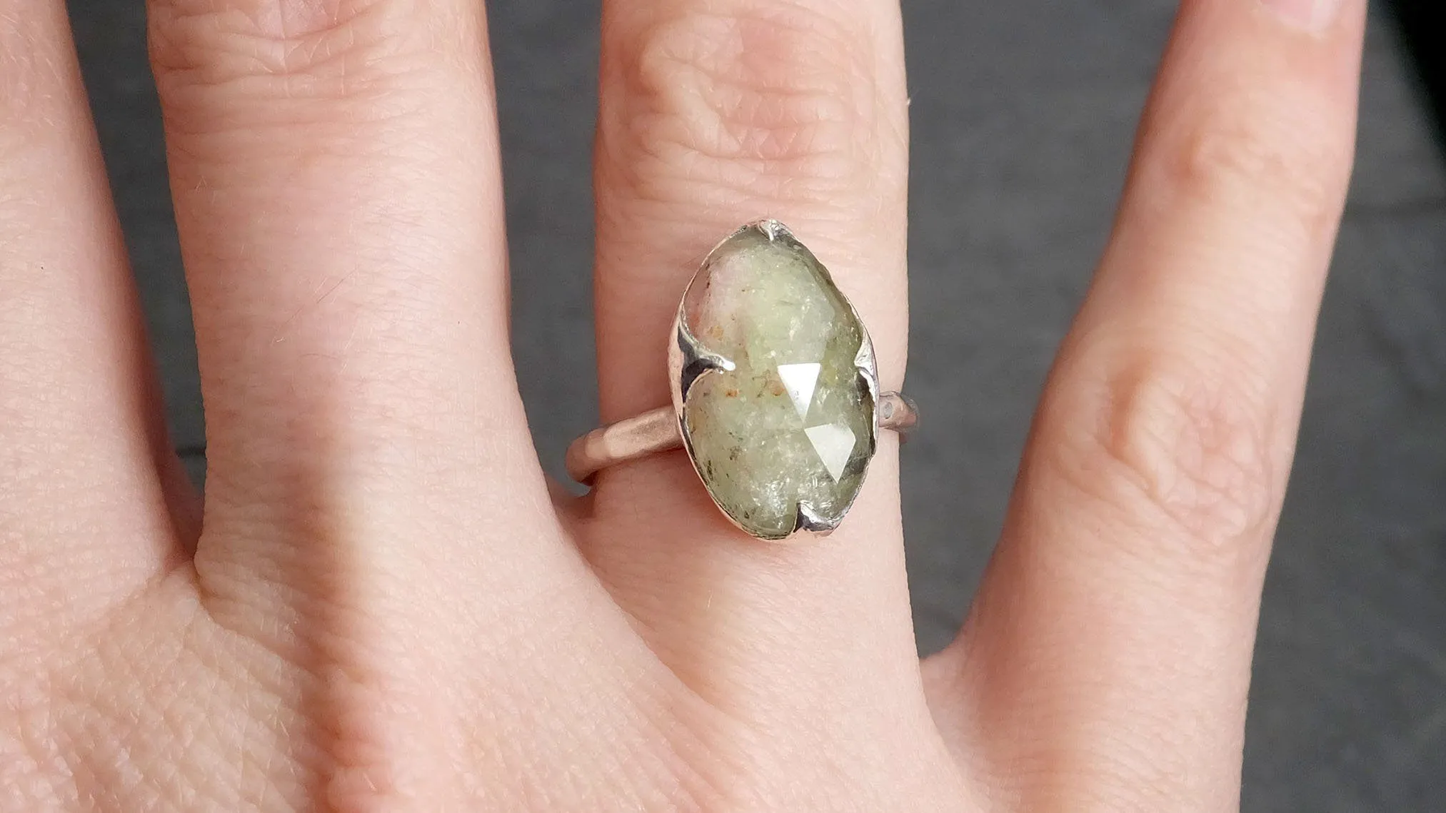 fancy cut watermelon tourmaline sterling silver ring gemstone solitaire recycled statement ss00044 Alternative Engagement